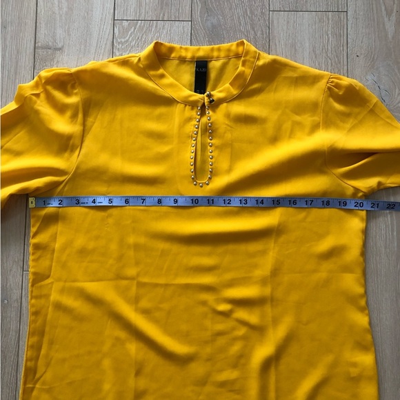 Kazo Mustard Yellow Long Sleeve Blouse Size L - Picture 3 of 14